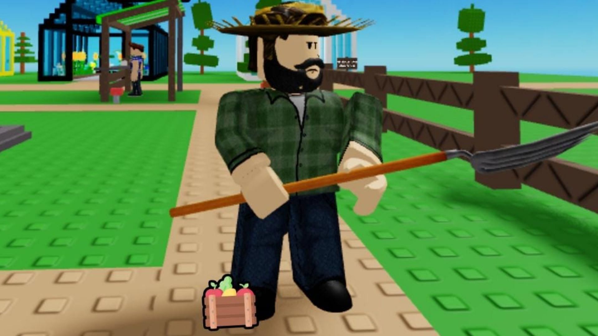 The NPC farmer in Steal a Garden (Image via Roblox)